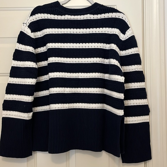 GAP Relaxed Navy/white-striped Mixed-Stitch Tunic Sweater/ NWT / Small - Picture 4 of 13